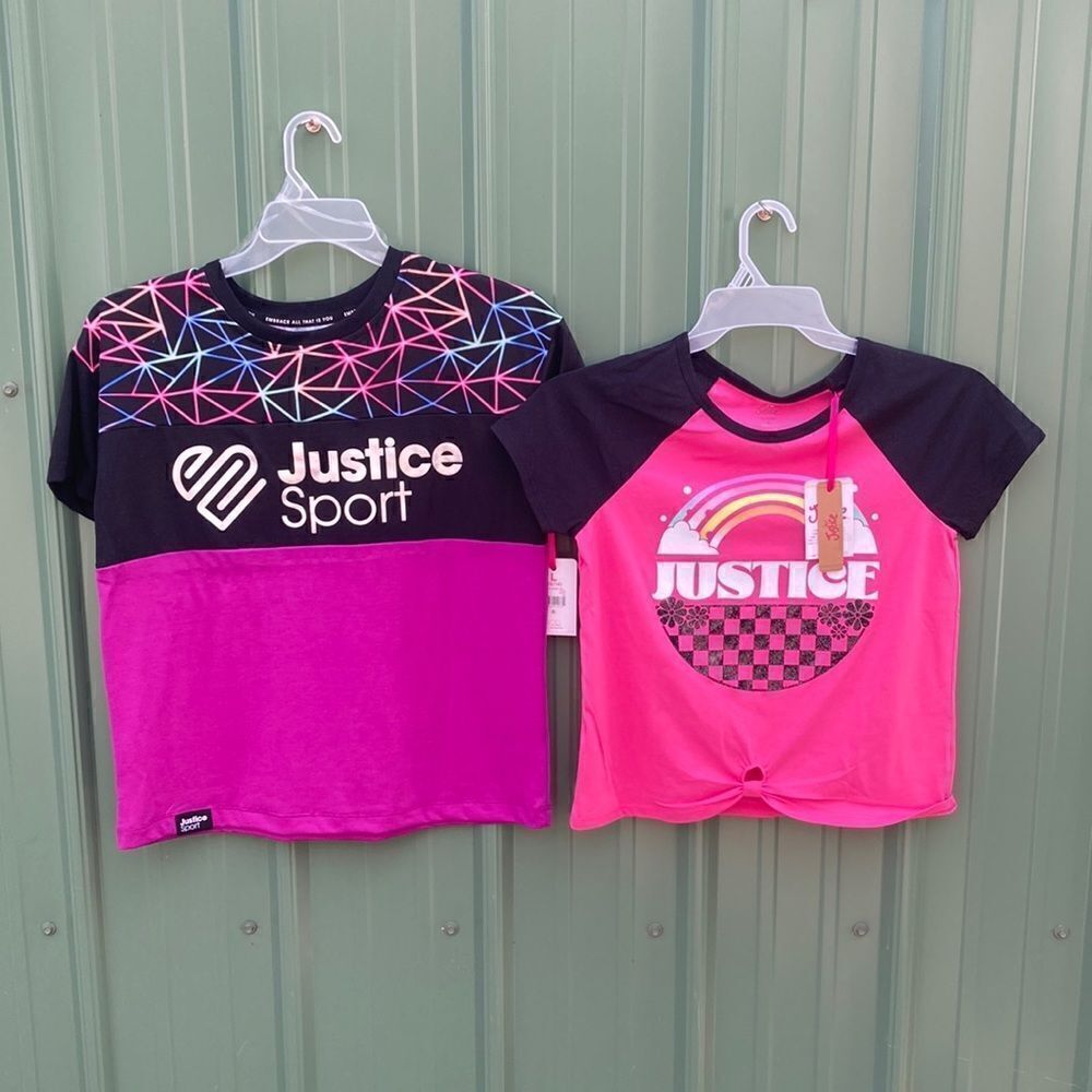 JUSTICE Girls Lightweight Knot Front Graphic T-Shirts 2-Pack Size L (12/14)
